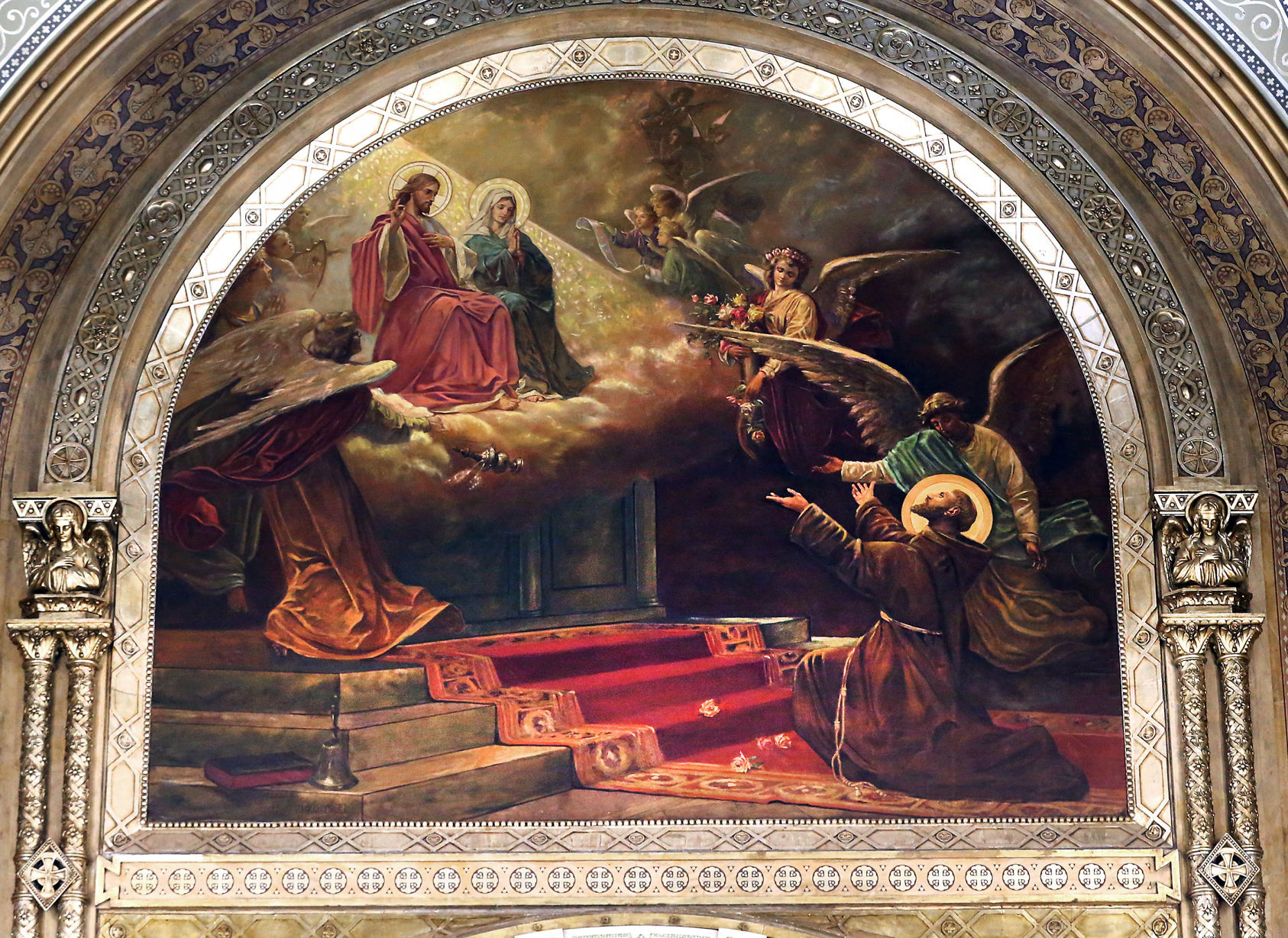 St. Francis kneeling in Mary of the Angels Chapel
